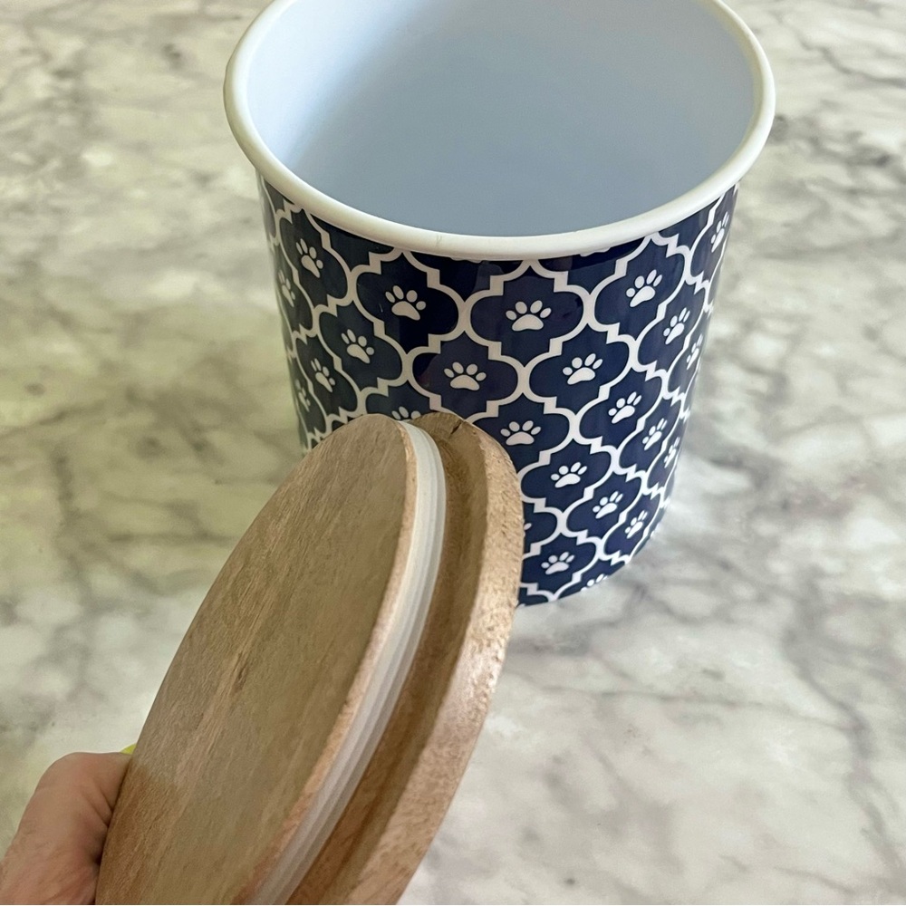 Dog Treat Canister with Secure Wood Top - Picture 4 of 7